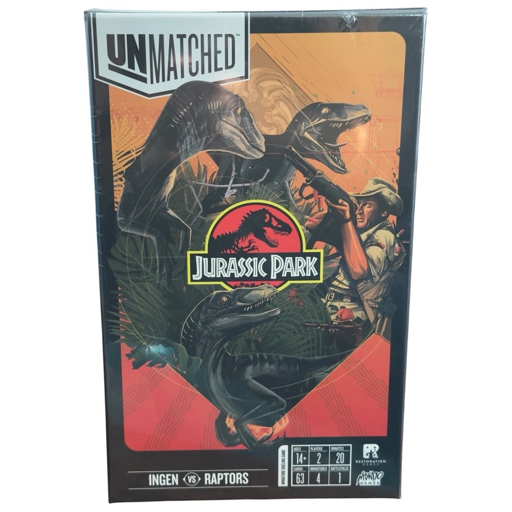 New Unmatched Jurassic Park Ingen Vs. Raptors Board Game